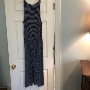 Gap Navy/White Striped Midi/Maxi Dress LARGE
